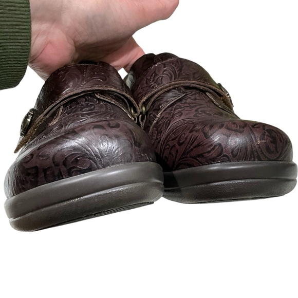 ALEGRIA Joleen Women's 7-7.5 / 37 Espresso Embossed Leather Clogs Occupational - Picture 9 of 13